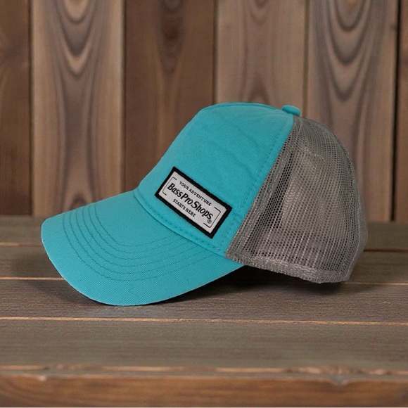 Bass Pro Shops Accessories - Bass Pro Shops Mesh Trucker Cap Light Cobalt Blue with Gray Mesh Back